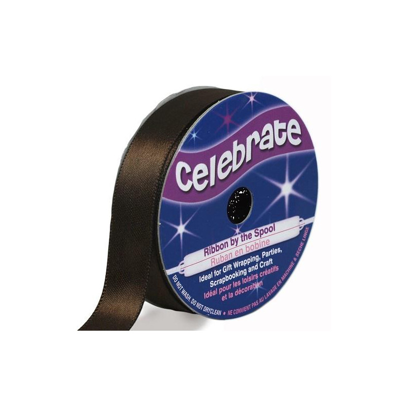 Ruban satin - Marron -13mm