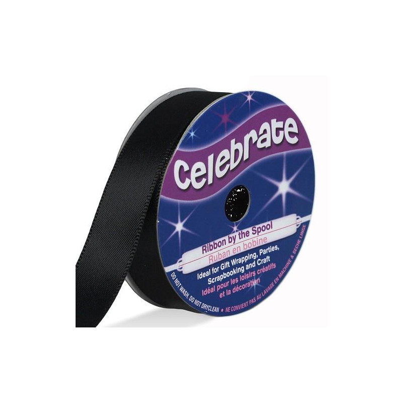 Ruban satin - Noir -13mm