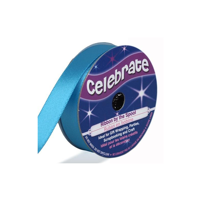 Ruban satin - Turquoise -13mm