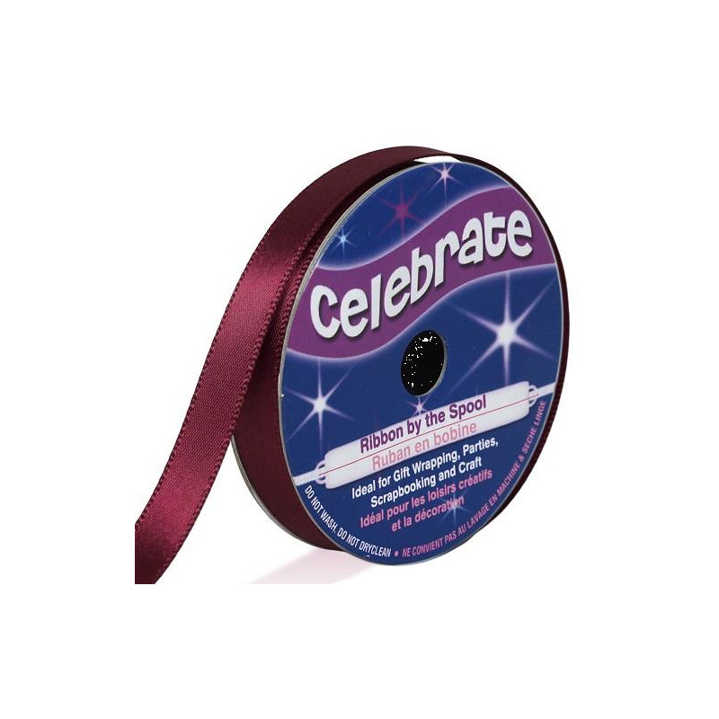 Ruban satin - Bordeaux -9mm