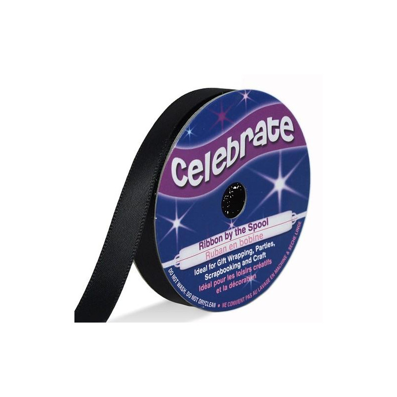 Ruban satin - Noir -9mm