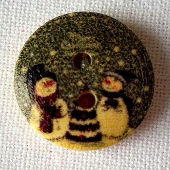 Bouton bois Bonhomme de neige