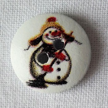 Bouton bois Bonhomme de neige