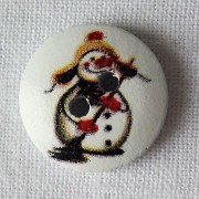 Bouton bois Bonhomme de neige