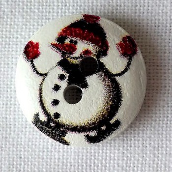 Bouton bois Bonhomme de neige