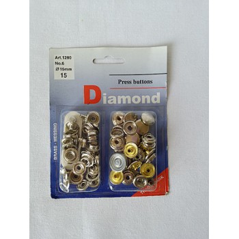 Boutons pression 15mm argent
