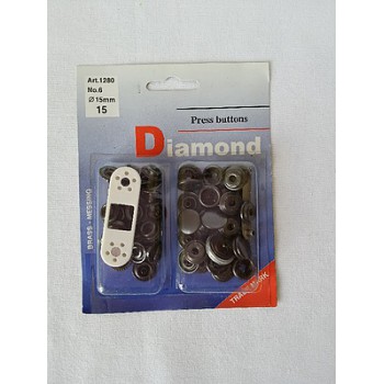 Boutons pression 15mm noir